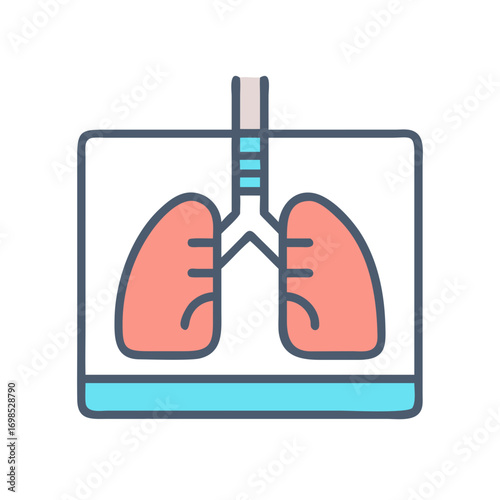 Colorful Lung X-Ray Illustration on Black Background
