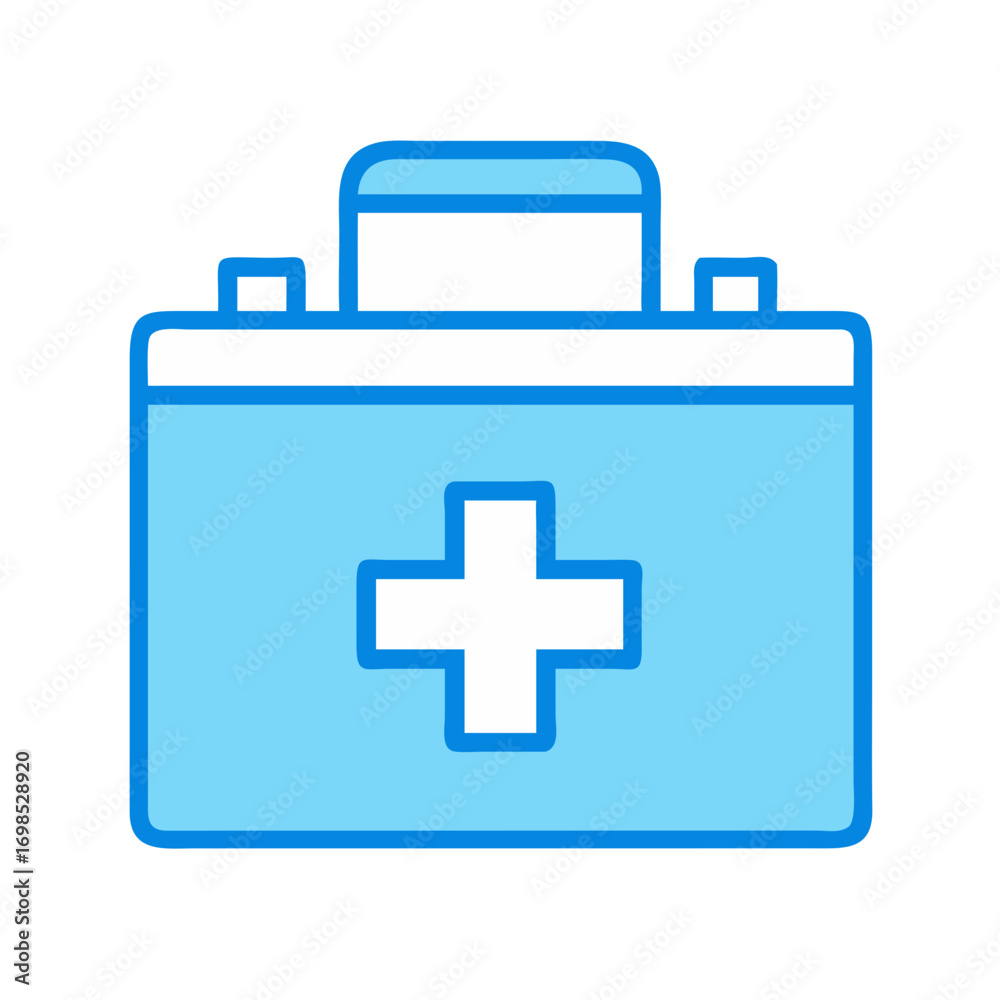 Fototapeta premium Simple blue medical kit icon on a black background