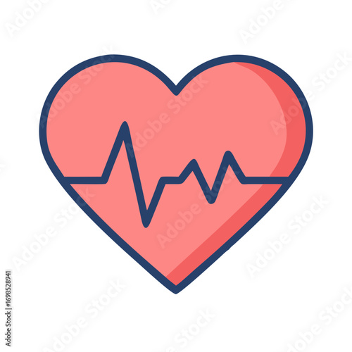 Stylized Heart with EKG Rhythm Illustration on Black Background