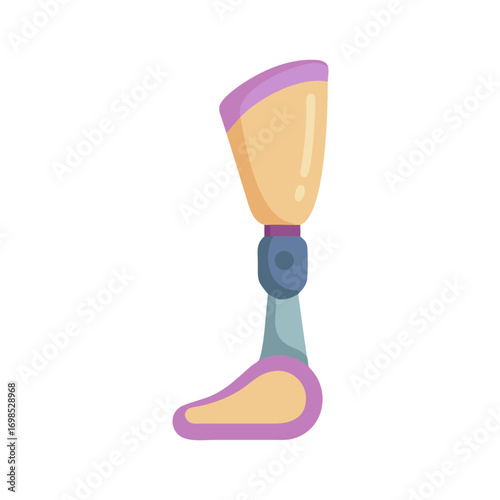 Cartoon prosthetic leg with light purple accents on black