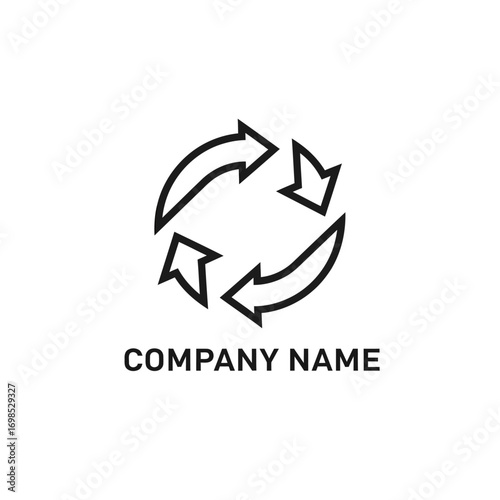 circular arrows, recycling symbol, continuous process, business logo, company icon.