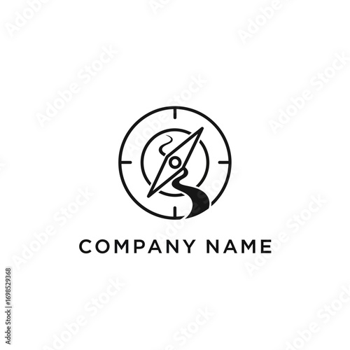 compass and river logo design.