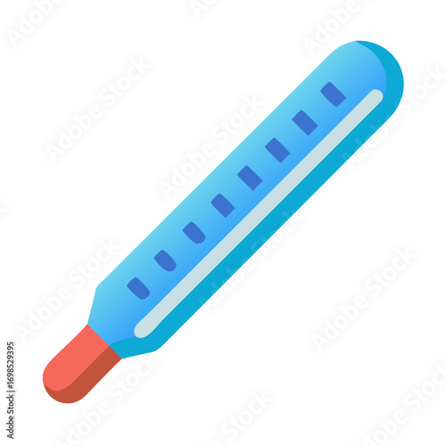 Illustration of a flat design medical thermometer on black background