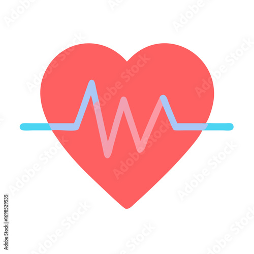 Heart health icon with pulse line on black background