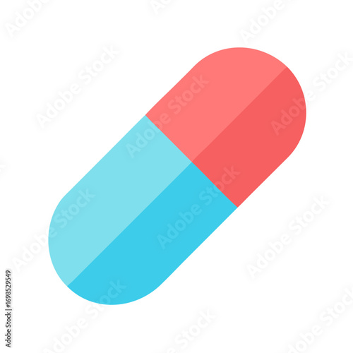 Red and blue medical pill on black background illustration