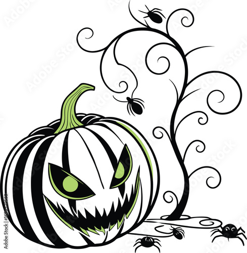 Dark and creepy halloween illustration featuring spooky elements and eerie atmosphere