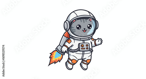 A cartoon cat in an astronaut suit with a jetpack