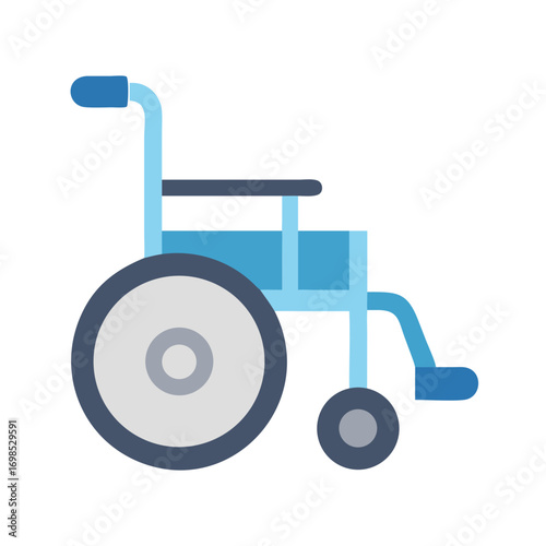 Blue wheelchair on black background accessibility and healthcare illustration