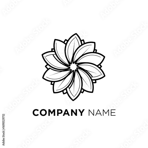 Elegant circular floral design logo.