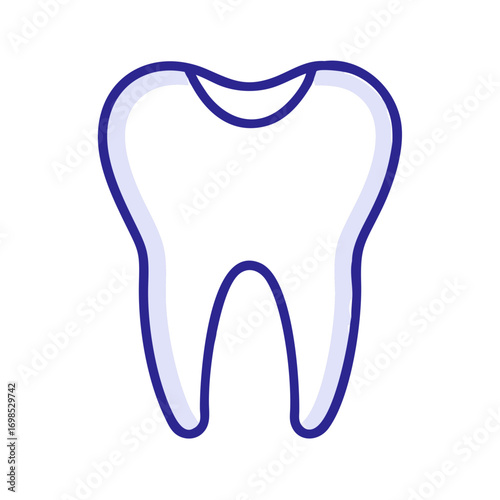 Abstract tooth illustration outlined in blue on black background