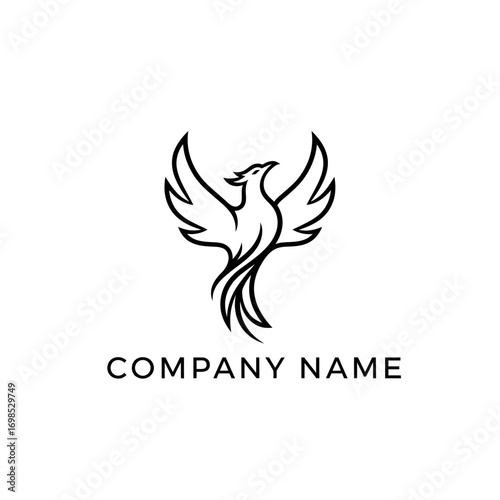 Elegant Phoenix Bird Line Art Logo Design for Company Branding.