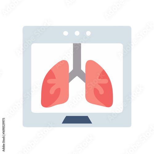Flat icon showing lungs on digital x-ray imaging