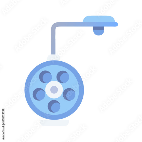 Simple blue operating room light on black background illustration