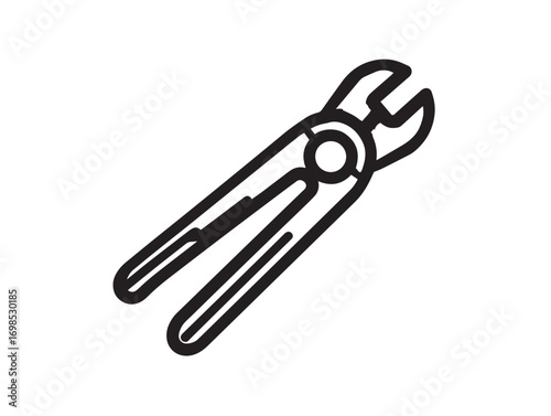 Minimalist bolt cutter drawing in crisp clean vector style