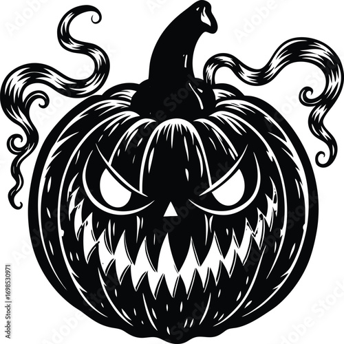 Dark and creepy halloween illustration with spooky elements