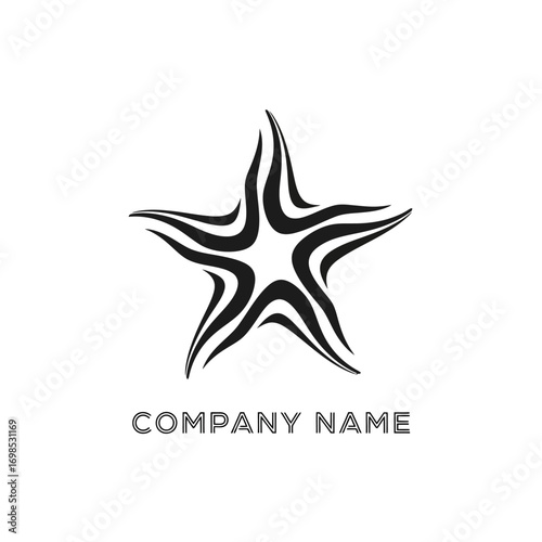 Stylized Starfish Logo Design with Flowing Lines for Marine or Coastal Brand.