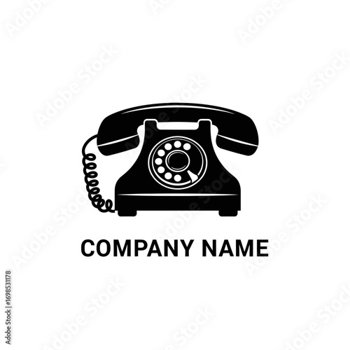 Vintage Rotary Telephone Logo Design.