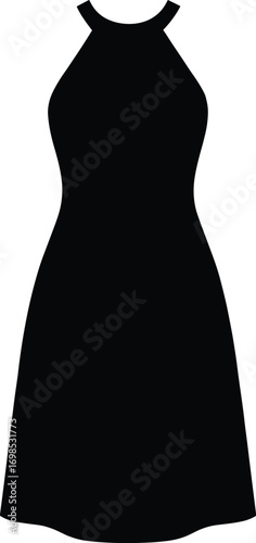 silhouette, halter-neck dress, open shoulders