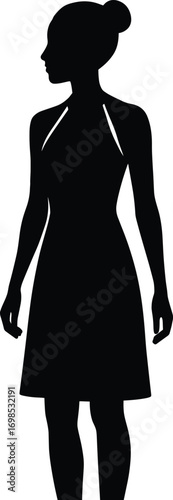 silhouette, halter-neck dress, open shoulders