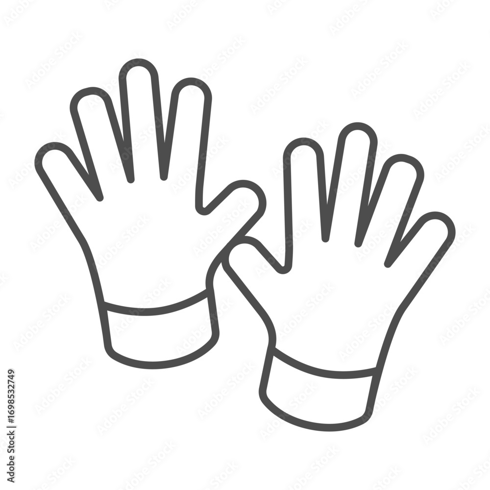 Obraz premium Gloves thin line icon, autumn clothing concept. Vector graphics. Pair of warm knitted mittens for hands, clothes sign on white background, outline style icon for mobile or web design.