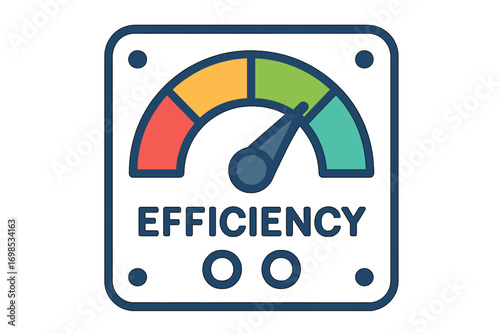 Illustration of efficiency gauge with colorful indicators efficiency gauge panel