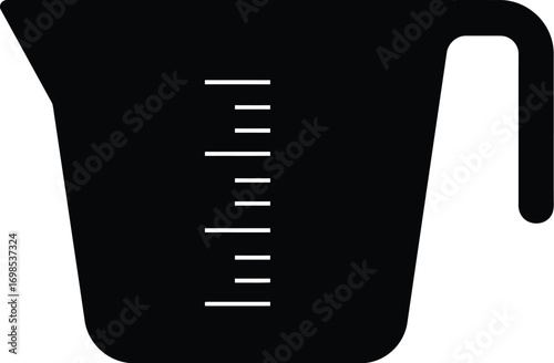 Vector illustration of a black measuring cup icon for kitchen and cooking needs
