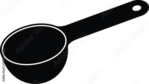 Black measuring spoon vector illustration simple kitchen tool scalable icon eps