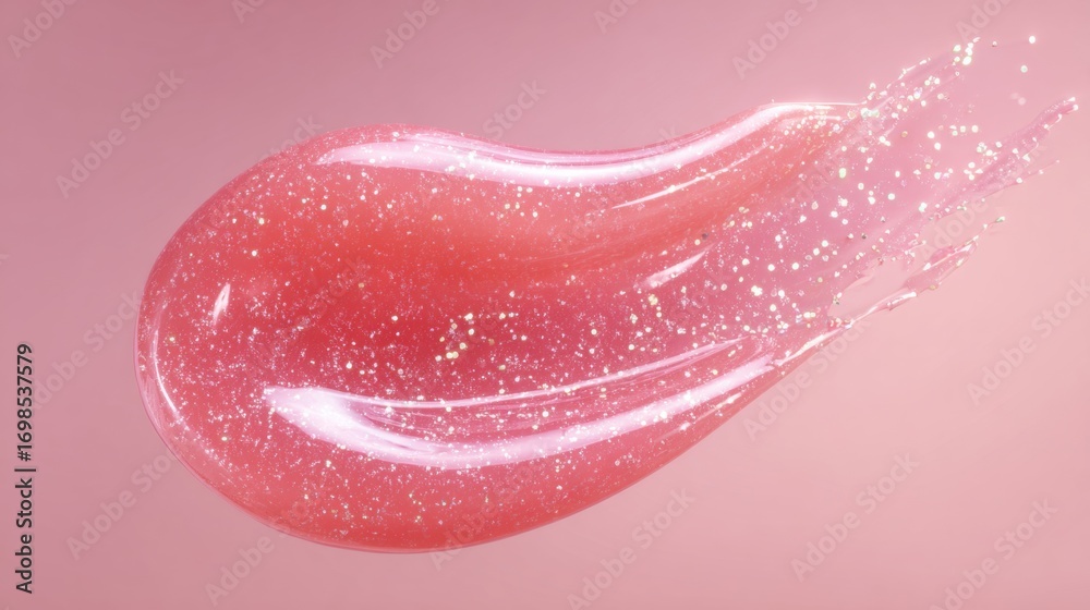 Fototapeta premium Gleaming Pink Gel Droplet Abstract Macro