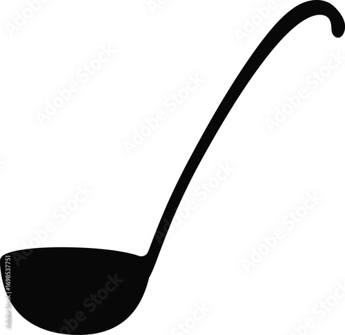 Simple silhouette of a black ladle kitchen utensil vector graphic