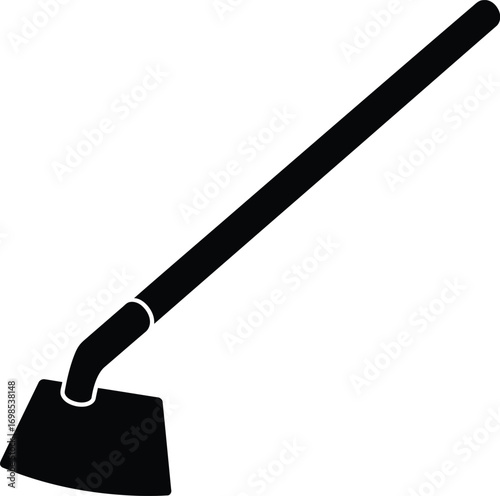 Scalable vector illustration of a black hoe gardening tool for eps files