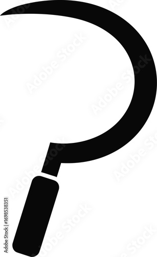 Vector illustration of a black sickle tool scalable eps icon for agricultural and historical graphics
