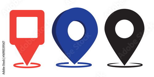  location pointer icon symbol in flat style. Red Location pin icon,