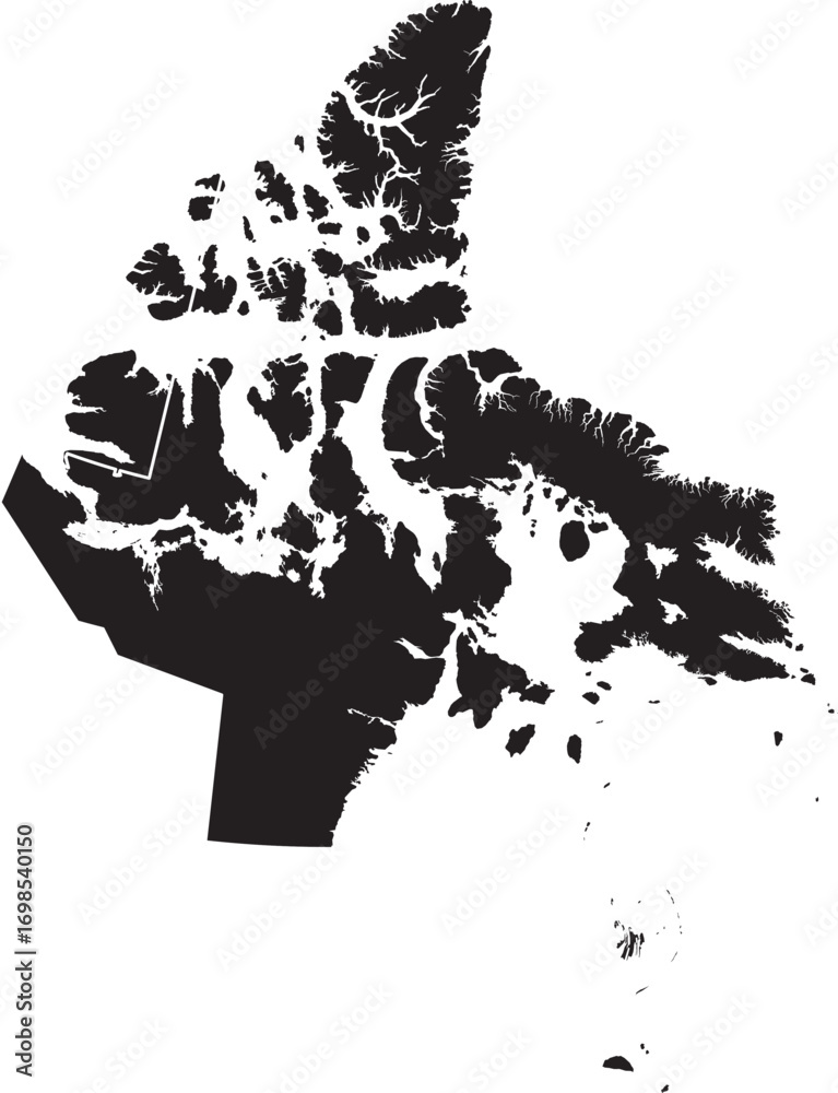 Obraz premium Nunavut Canada Province Map Silhouette High Detail Editable