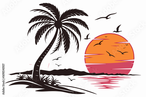 tropical island with palm trees