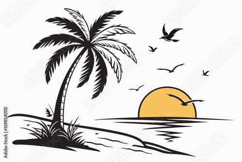 tropical island with palm tree