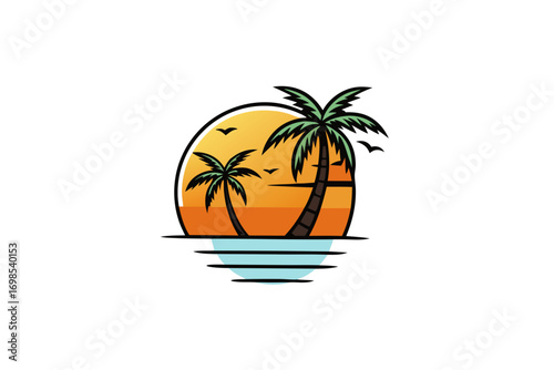 tropical island with palm trees