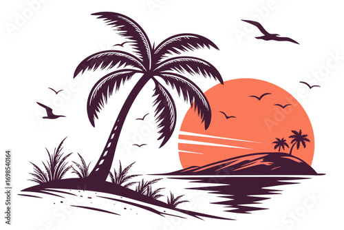 tropical island with palm trees