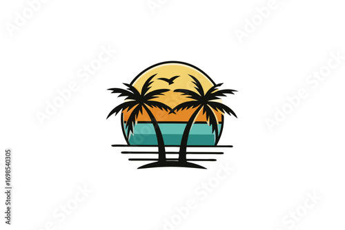 vector illustration of a tropical island