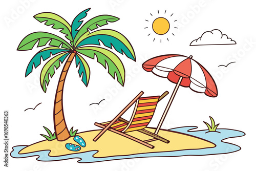 tropical beach with palm trees