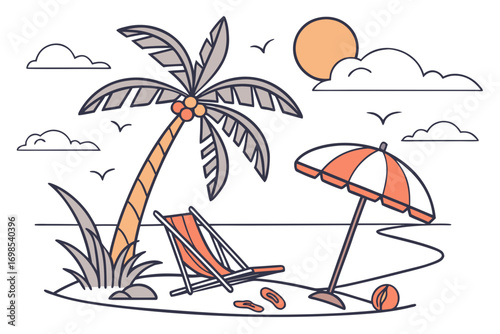 vector illustration of a tropical island