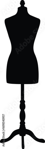 Silhouette of a vintage tailors dress form mannequin vector illustration scalable icon