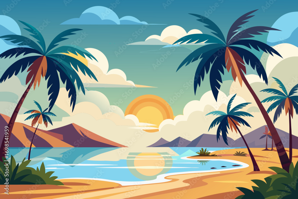 Obraz premium tropical beach with palm trees