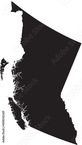 British Columbia, Canada Province Map Silhouette High Detail Editable