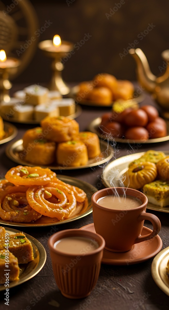 Fototapeta premium Golden Hour Sweets & Chai