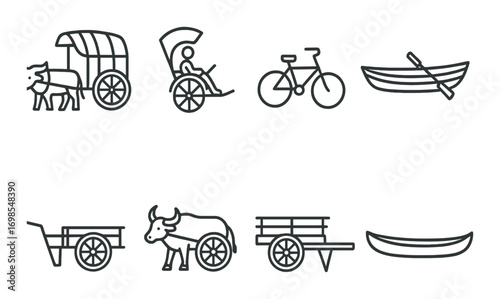 Minimalist line drawings of vintage vehicles on textured background