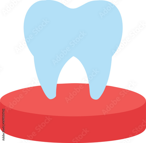  A healthy tooth on a  gum base in clay-style, symbolizing ideal dental health.
