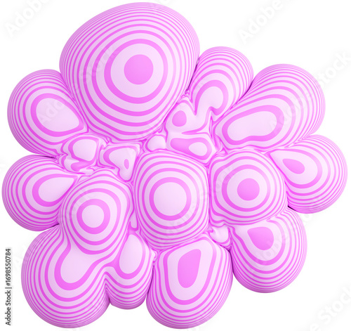 3D Fun colorful inflatable abstract balloon shape. Playful creative graphic form isolated clipart. Render of geometric modern y2k illustration