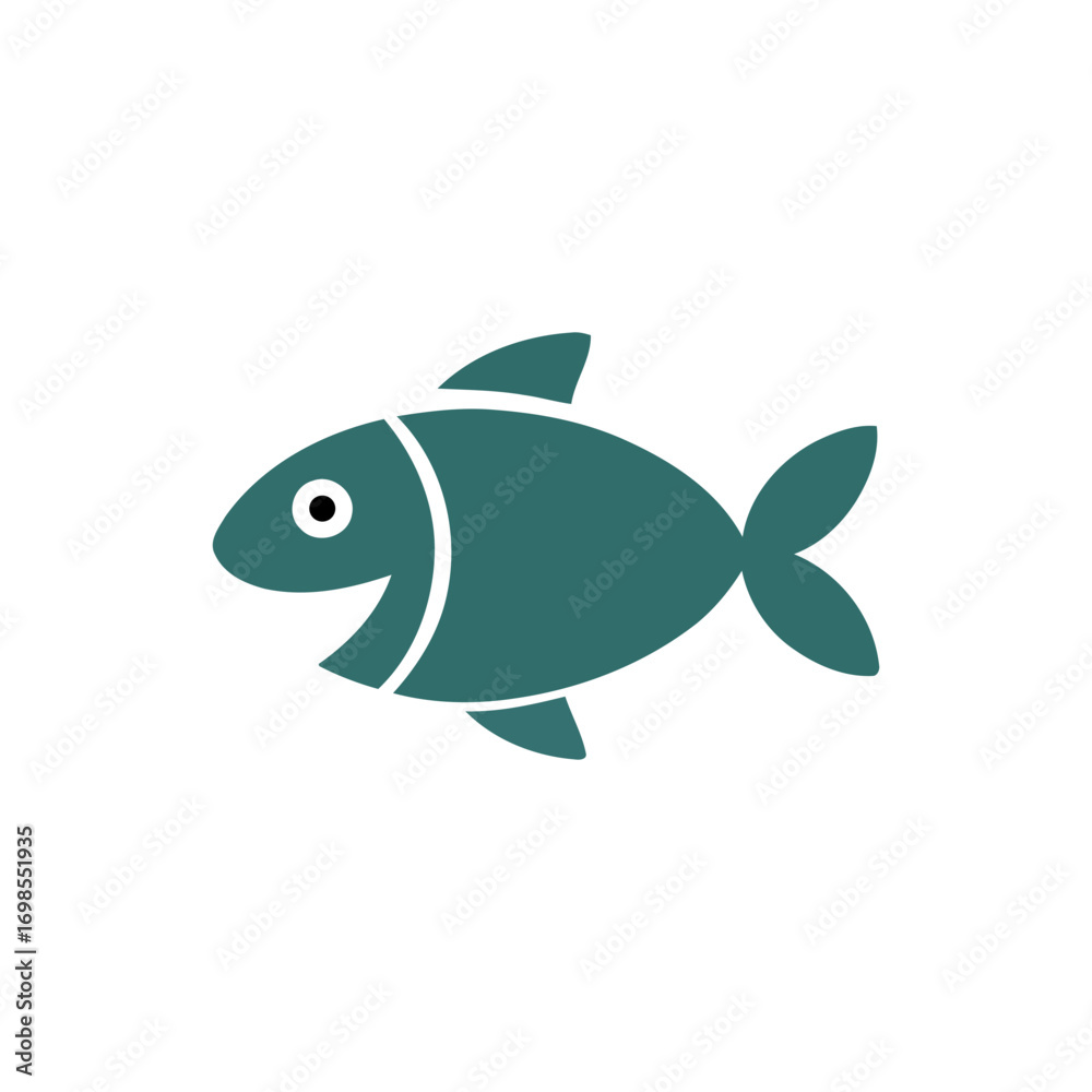 Obraz premium cartoon fish with big smile and white eye. vector illustration of fish