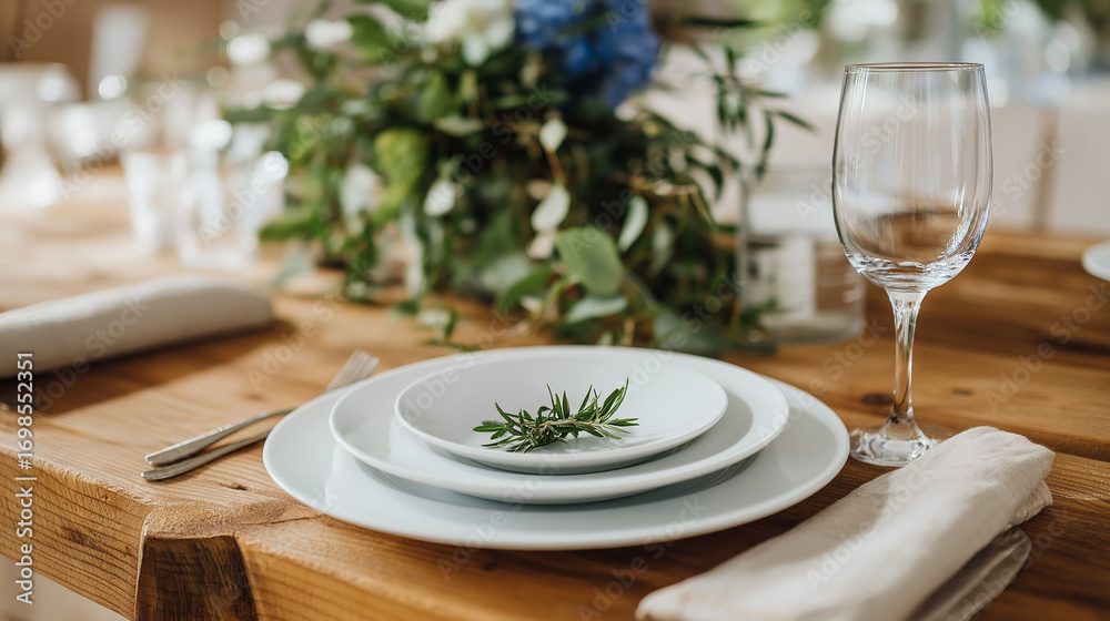 Fototapeta premium A zero-waste wedding with eco-friendly decorations, reusable tableware, and organic catering, zero-waste, sustainable, eco-friendly, green wedding, sustainable events.