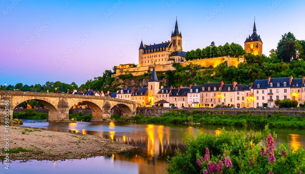 Fototapeta premium Picturesque European town at twilight